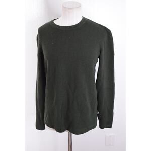 Fjallraven Sweater Men Medium Green Crew Neck High Coast Merino Wool Waffle Knit